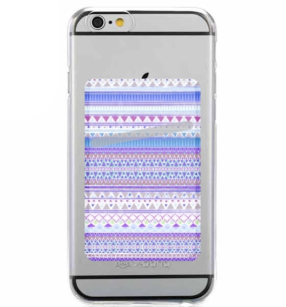 Porte Carte adhésif pour smartphone Aztec Tribal ton bleu et violet