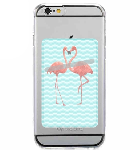 Porte Carte adhésif pour smartphone flamingo love