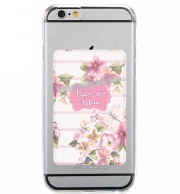 Porte Carte adhésif pour smartphone Pink floral Marinière - Love You Mom