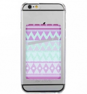 Porte Carte adhésif pour smartphone Tribal Chevron in pink and mint glitter