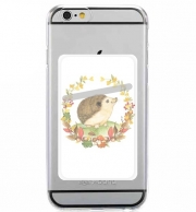 Porte Carte adhésif pour smartphone watercolor hérisson en automne