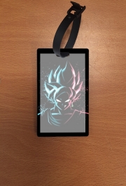 Attache adresse pour bagage Black Goku Face Art Blue and pink hair