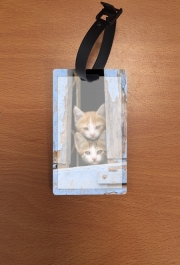 Attache adresse pour bagage Petits chatons mignons à la fenêtre ancienne