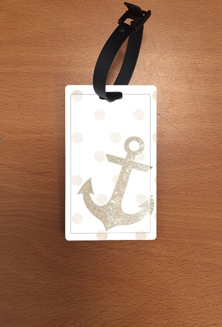 Attache adresse pour bagage Glitter Anchor and dots in gold