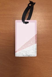 Attache adresse pour bagage Initiale Marble and Glitter Pink