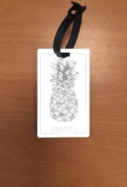 Attache adresse pour bagage Ananas en noir et blanc