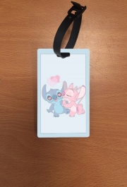 Attache adresse pour bagage Stitch Angel Love Heart pink