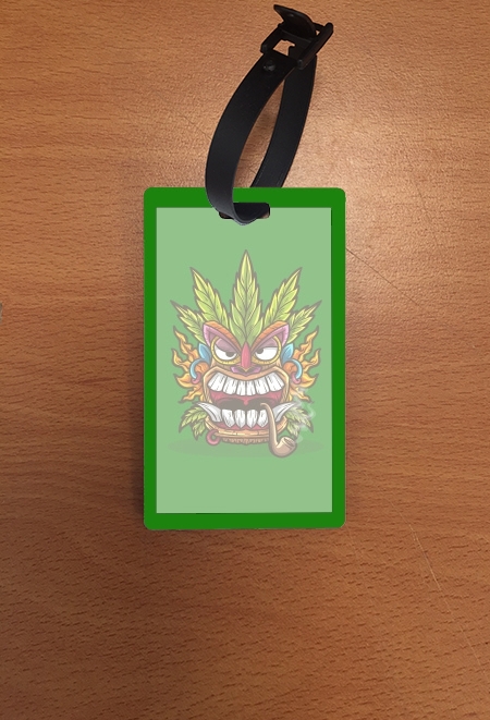 Attache adresse pour bagage Tiki mask cannabis weed smoking