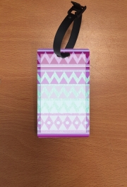Attache adresse pour bagage Tribal Chevron in pink and mint glitter