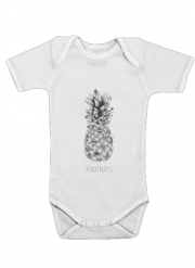 Body Bébé manche courte Ananas en noir et blanc