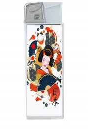 Briquet Japanese geisha surrounded with colorful carps