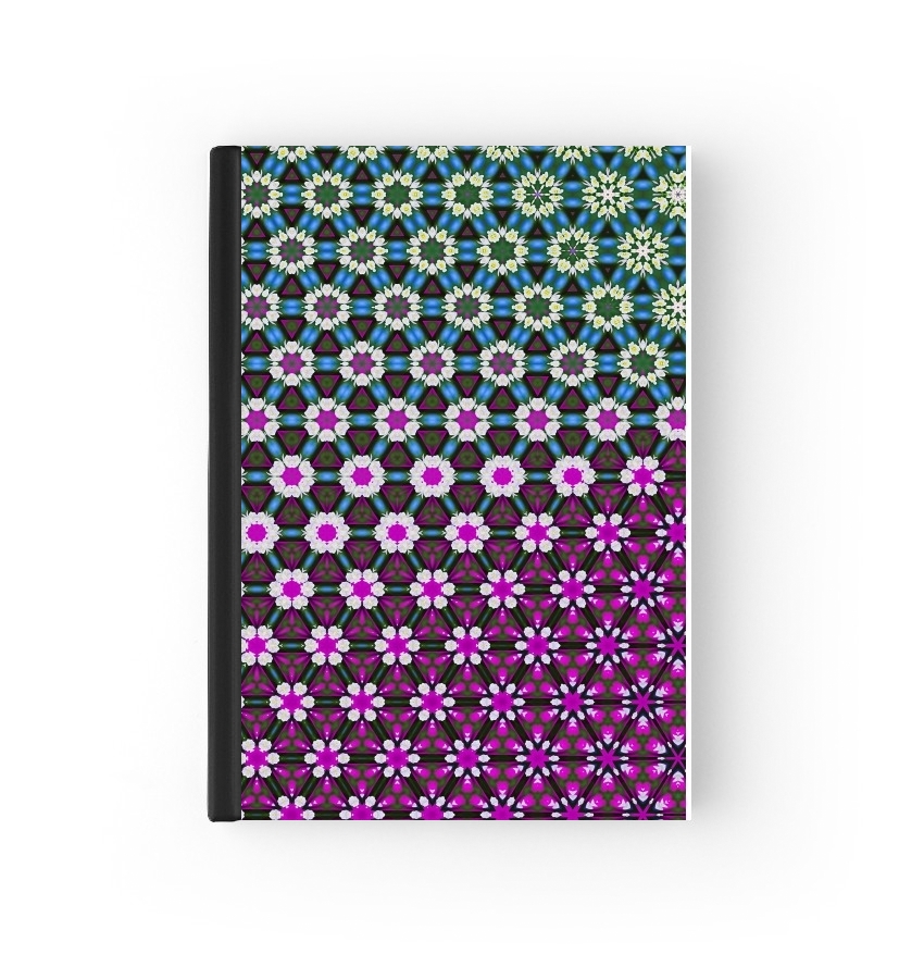 Cahier Abstract bright floral geometric pattern teal pink white