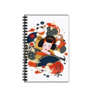 Cahier de texte Japanese geisha surrounded with colorful carps