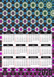 Calendrier Abstract bright floral geometric pattern teal pink white