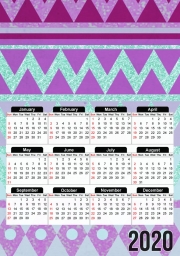 Calendrier Tribal Chevron in pink and mint glitter