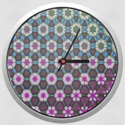 Horloge Murale Abstract bright floral geometric pattern teal pink white