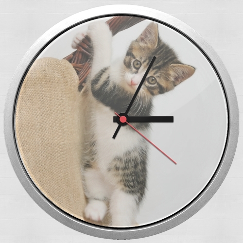 Horloge Murale Bébé chat, mignon chaton escalade