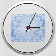 Horloge Murale Bohemian Flower Mandala in Blue