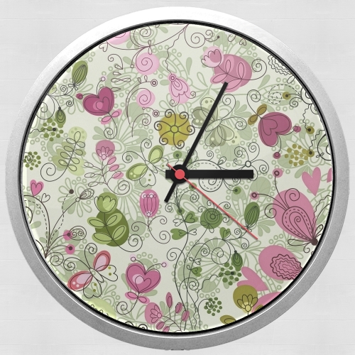 Horloge Murale doodle flowers