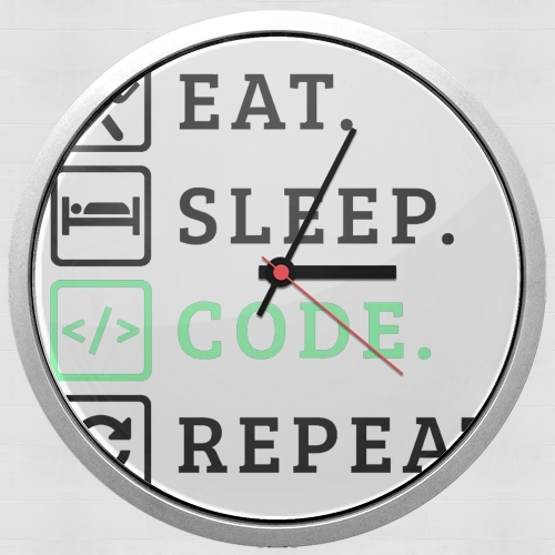 Horloge Murale Eat Sleep Code Repeat