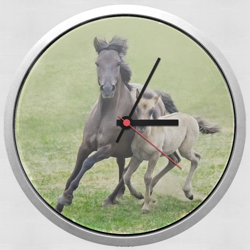 Horloge Murale Chevaux poneys poulain
