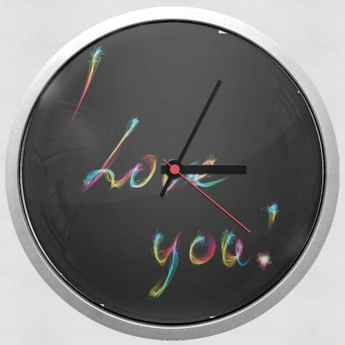 Horloge Murale I love you texte rainbow
