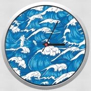 Horloge Murale Storm waves seamless pattern ocean
