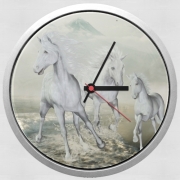Horloge Murale Cheval blanc sur la plage