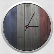 Horloge Murale Drapeau France sur bois