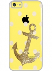 Coque Iphone 5C Transparente Glitter Anchor and dots in gold