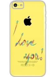 Coque Iphone 5C Transparente I love you texte rainbow