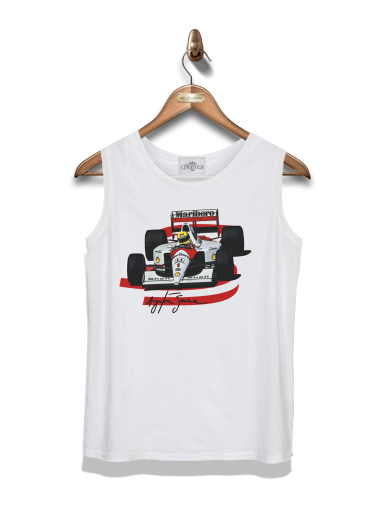 T-shirt homme manche courte col rond Blanc Ayrton Senna Formule 1 King