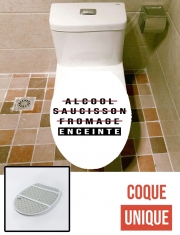 Housse de toilette - Décoration abattant wc Alcool Saucisson Fromage Enceinte