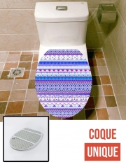Housse de toilette - Décoration abattant wc Aztec Tribal ton bleu et violet