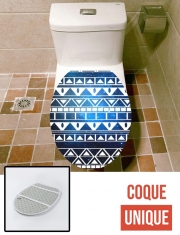 Housse de toilette - Décoration abattant wc Aztec Tribal ton bleu