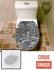 Housse de toilette - Décoration abattant wc Aztec B&W (Handmade)
