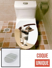 Housse de toilette - Décoration abattant wc Bébé chat, mignon chaton escalade
