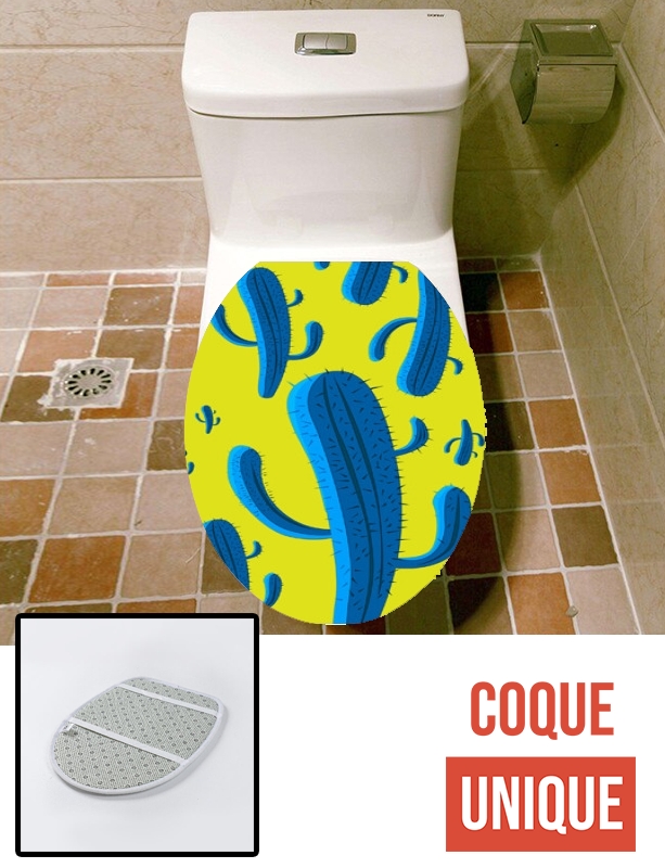 Housse de toilette - Décoration abattant wc Blue Kaktus