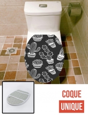 Housse de toilette - Décoration abattant wc Cactus Pattern Black Vector