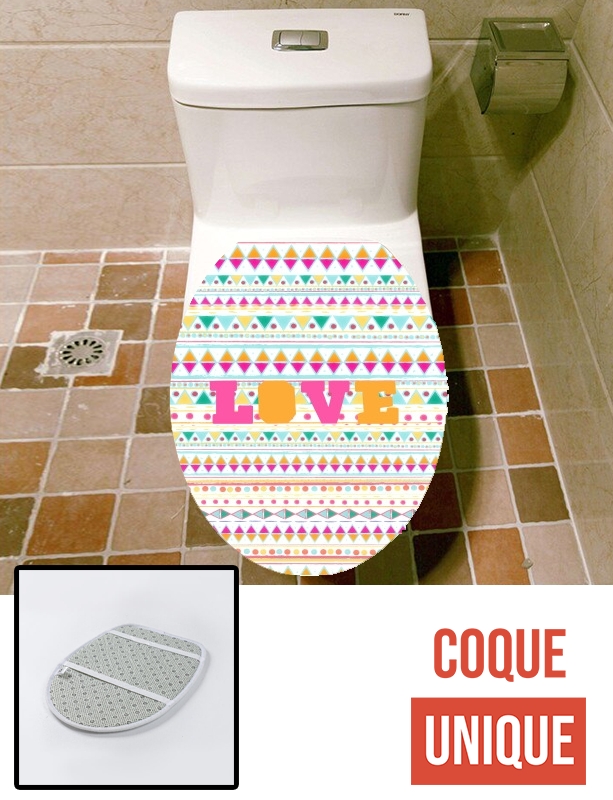 Housse de toilette - Décoration abattant wc Aztec Love Bonbon