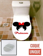 Housse de toilette - Décoration abattant wc Silhouette Minnie Château avec prénom personnalisable