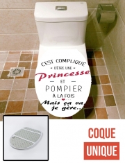 Housse de toilette - Décoration abattant wc C'est compliqué d’être une princesse et pompier