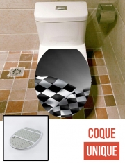 Housse de toilette - Décoration abattant wc Drapeaux Damiers Course