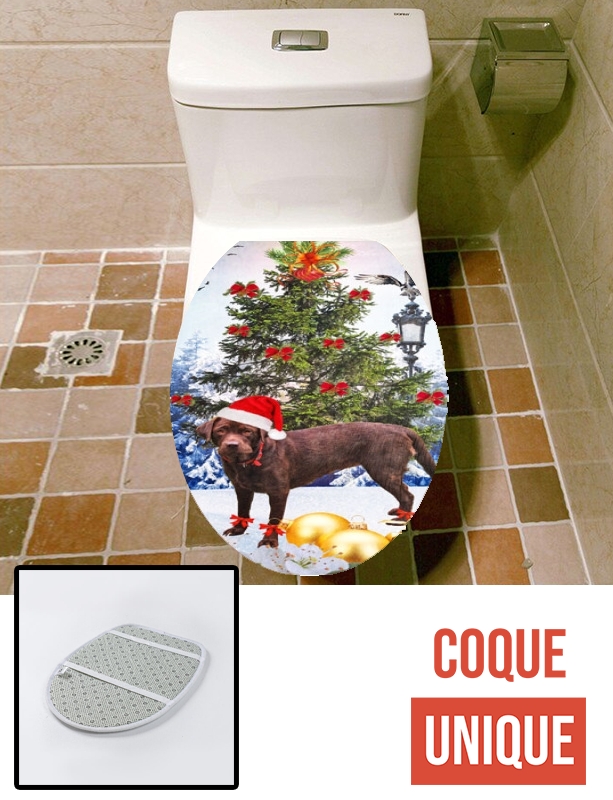 Housse de toilette - Décoration abattant wc Chien de Noël