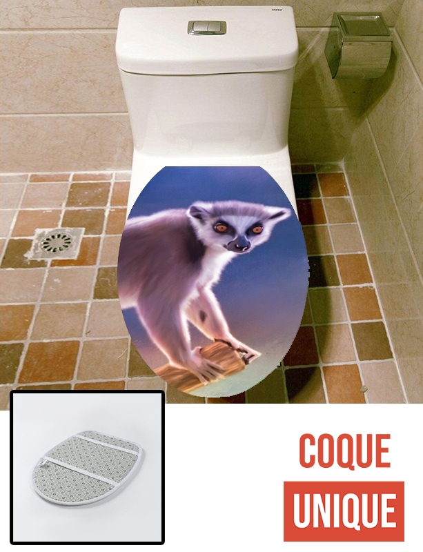 Housse de toilette - Décoration abattant wc Cute painted Ring-tailed lemur