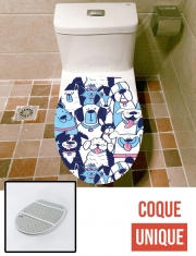 Housse de toilette - Décoration abattant wc Dogs seamless pattern