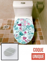 Housse de toilette - Décoration abattant wc doodle flowers and butterflies