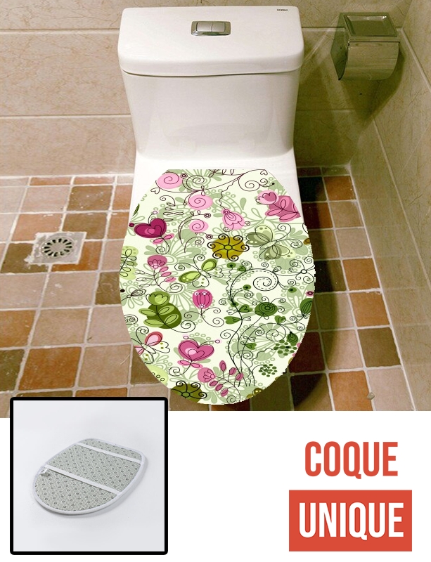 Housse de toilette - Décoration abattant wc doodle flowers