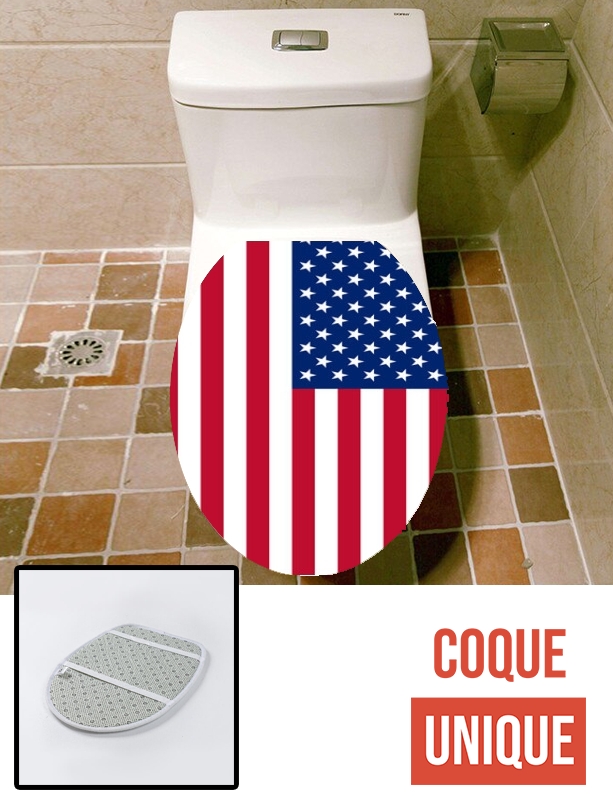 Housse de toilette - Décoration abattant wc Drapeau Etats Unis