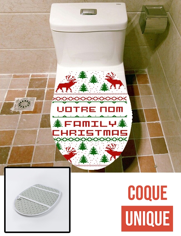Housse de toilette - Décoration abattant wc Esprit de Noel avec nom personnalisable
